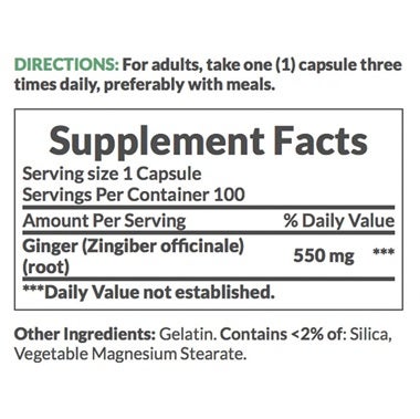 Nature's Bounty Ginger Root 550mg Capsules